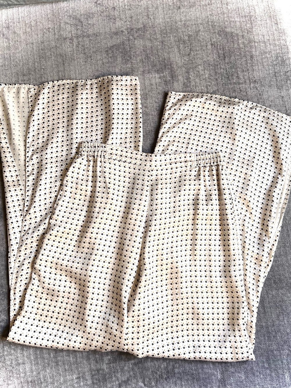 Lunya Washable Silk Wide-Leg Pants Sz S Lounging Pajama Casual Floral Cream